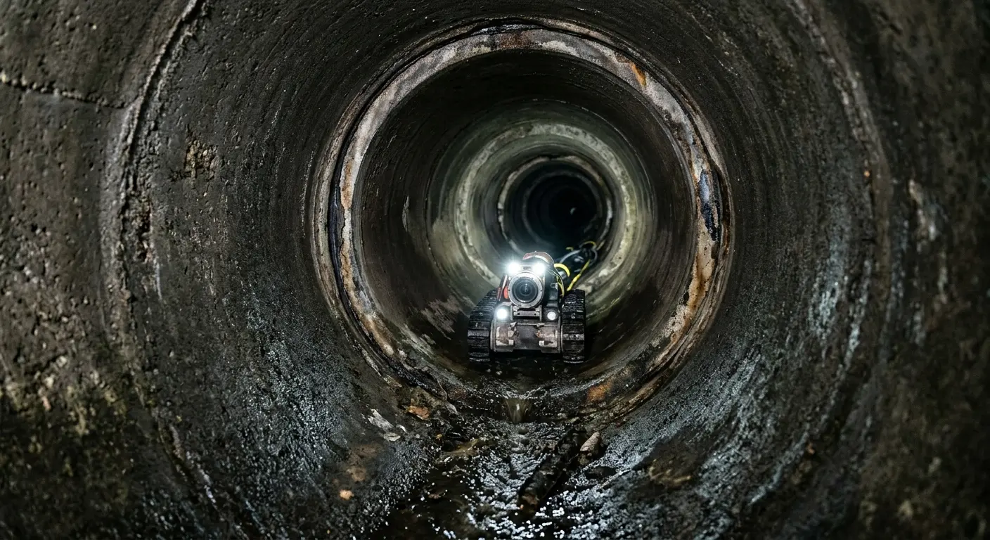 Robotic sewer camera inspecting pipe interior for Sewer Line Repair in Berkeley Heights